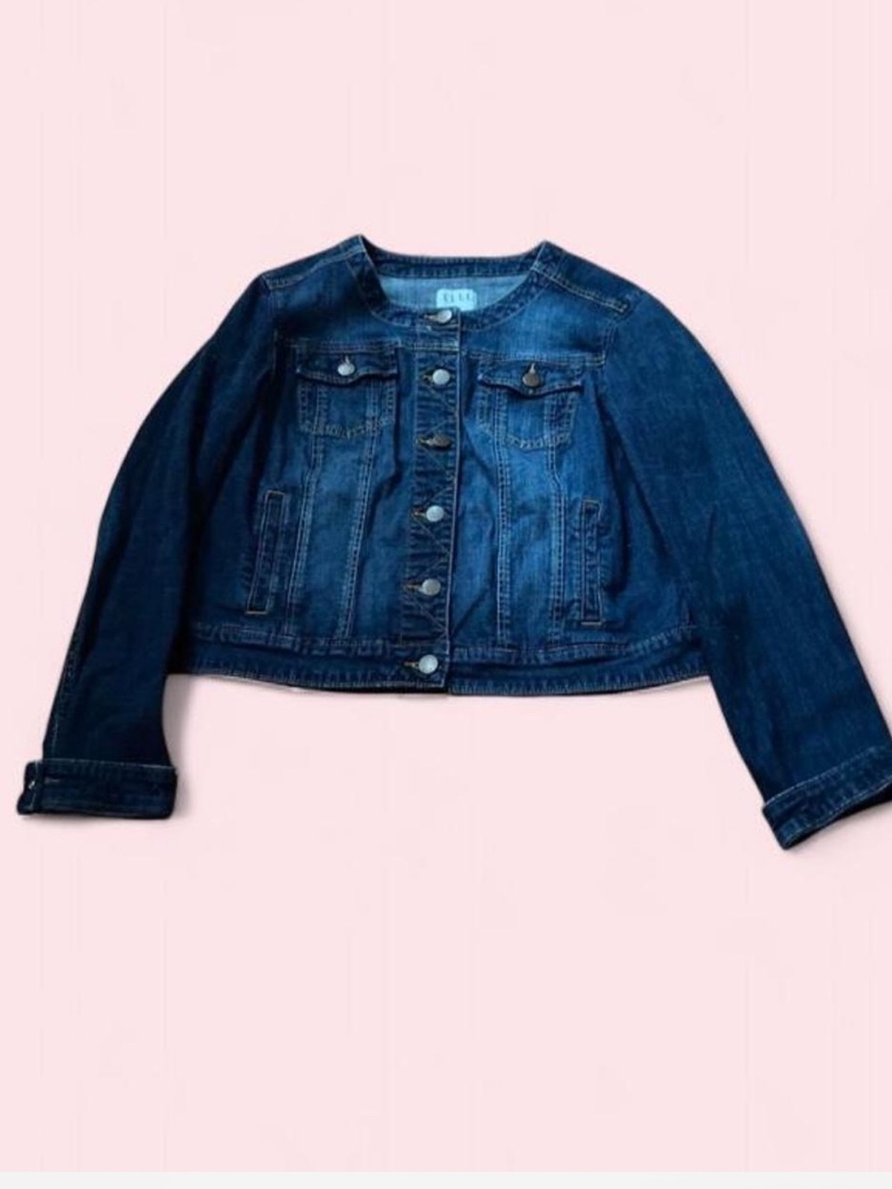 Elle Dark Blue Denim Jacket with Button Front